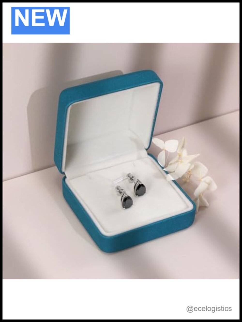Moissanite Sterling Silver Black Stud Earrings - Picture 5 of 6